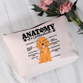 JYTAPP Goldendoodle Cosmetic Bag Golden Doodle Gifts Golden Poodle Mom Zipper Pouch Bag Doodle Dog Lover Owner Gift