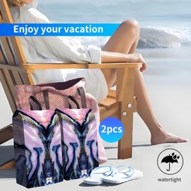 DtuiQSDRV 2pcs Shoe Organizer for Travel, Packing Shoe Travel Bags, Cute Shoe Bag with Zipper & Handle, Portable Travel Essentials for Women and Men Purple Marble