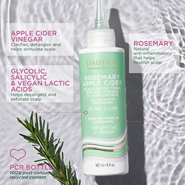 Pacifica Pacifica Scalp Detox Set – Rosemary Apple Cider Tonic & Scalp Massager with Clarifying Ingredients for Dry, Flaky Scalp, Vegan & Cruelty-Free, 5 oz (Set of 2)