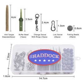 SHADDOCK Carp Fishing Helicopter Rig Accessories Kit Anti Tangle Sleeve Chod Running Rig Quick Change Swivels Clips Beads Fishing Gear Terminal Tackle Box (100pcs-A)