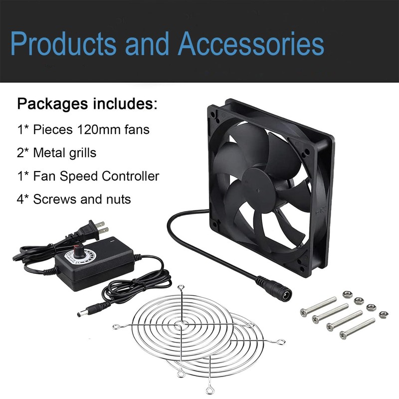 LUCKTE Upgrade Axial Fan1 Big Airflow Computer Fan with AC