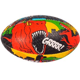 Optimum Rugby Ball - Balanced and Responsive for Accurate Handling and Kicking of Top-Performing Rugby Balls - Perfect for Training and Gameplay - 2-Ply 410g Ball - Dino City - Size 5