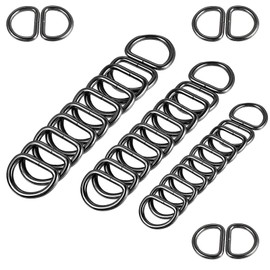 Semi-circular D-ring, metal D-ring, D rings buckle, 30 pieces D-ring, half rings, silver, for backpack, belt buckles, bags, belts, handbags, craft accessories, carabiner, Gun Black(16mm+20mm+25mm)