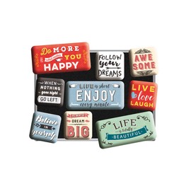 Nostalgic-Art Retro Fridge Magnets, 9 Pieces, Enjoy Life - Gift Idea with Great Saying, Magnet Set for Magnetic Board, Vintage Design