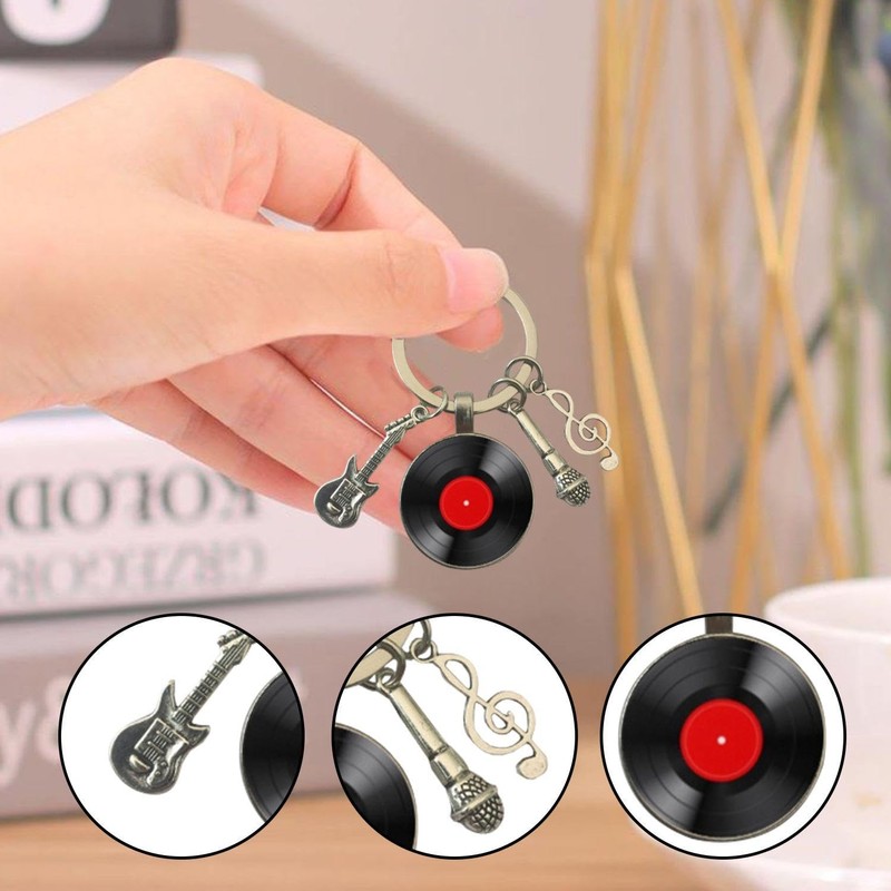 4 Pieces Retro Gramophone Keychains, Music Theme Keychains, Creative Keychains,