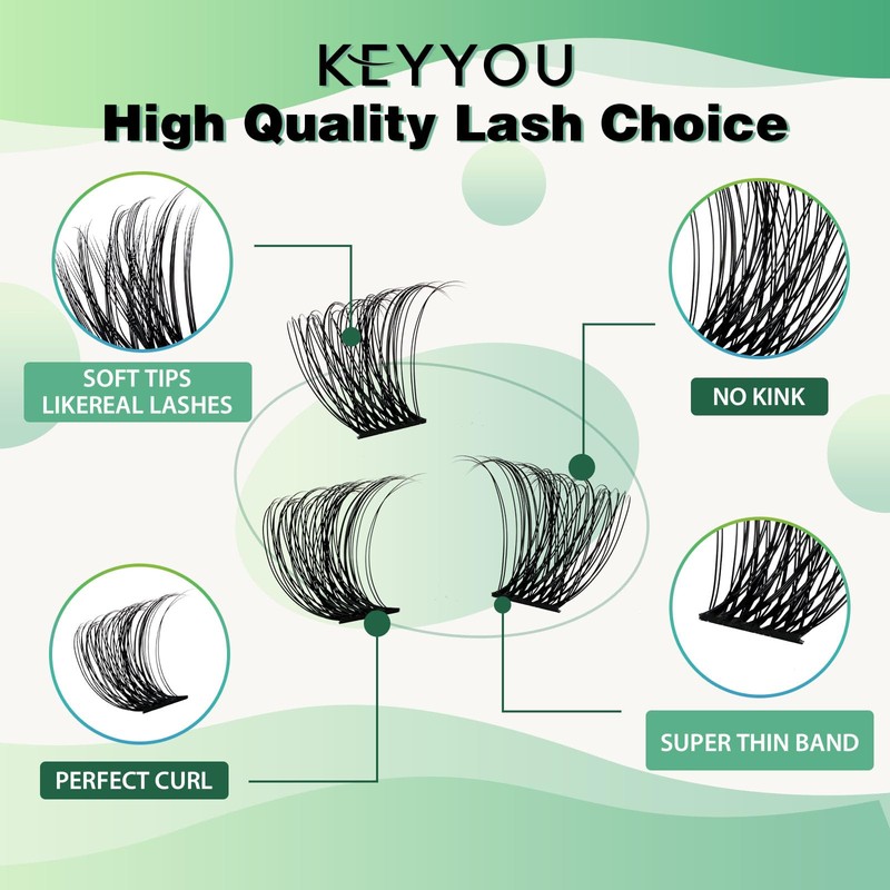 Cluster Eyelashes, 96 Pieces, Individual Eyelashes, D Curl, 10 mm