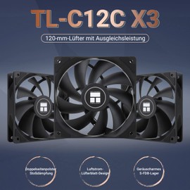 Thermalright TL-C12C X3 CPU Fan 120 mm Case Fan, 4-Pin PWM Silent Computer Fan with S-FDB Bearing Included, Up to 1550RPM Fan (Pack of 3)