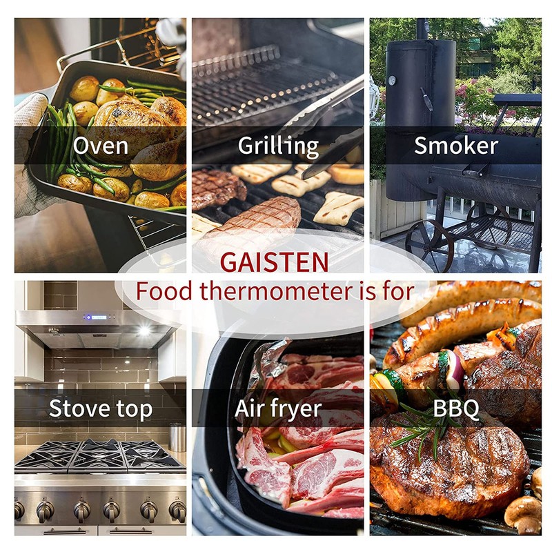 Meat Thermometer Digital 2 Probes with Alarm Function Backlight for