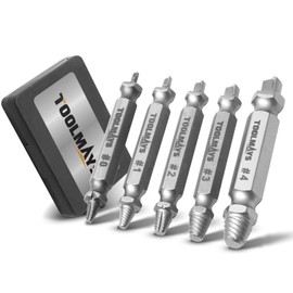 TOOLMAYS Screw Extractor Set, 5 Pieces Left Extractor Set, Max. Hardness up to 66 HRC, Damaged Screw Remover Extractor Set