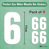 Pack of 4 Plain White Bin Number Stickers Number -