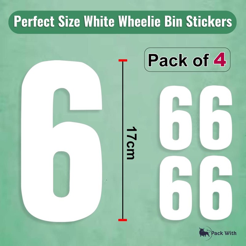 Pack of 4 Plain White Bin Number Stickers Number -
