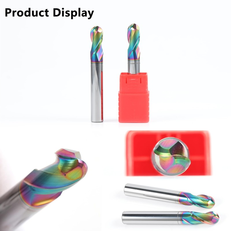 AYCHOLIZ 1/8" Solid Carbide Ball Nose End Mill 2Flute DLC