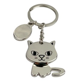 Kawaii Cat Moving Key Chain with Silver Grey Movement Accessories for Cat Lovers Pets Unisex Keyring for Men and Women Grey One Size, gray