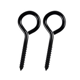 Farady 5 Inch Eye Hooks Heavy Duty Eye Bolt Screw in Hook 2Pcs Black Screw Eye Hooks Large Self Tapping Eyelet Screws for Wood Securing Cables Wire,Hammock Swing,Indoor & Outdoor Uses