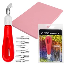 Rubber Block Stamp Carving Block Stamp Making Kit with Cutter Tools, 1 Carving Rubber Stamp for Printmaking, Printing and More