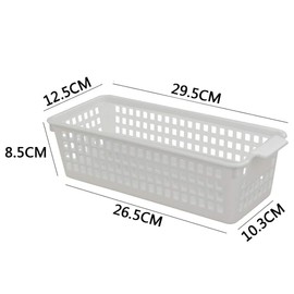 KIKINIKO Small Plastic Storage Baskets Set of 6, White - Kitchen Cupboards Organiser With Handle