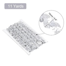 sourcing map 11Yards 0.6 inch Sequin Braid Trim, Flat Sequins Paillette Ribbon for Sewing Crafts Costume Embellishments, Silver Tone