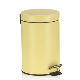 kela Monaco Cosmetic Bin Yellow 3 Litres Metal Pedal Bin Bathroom Bin with Inner Bucket and Carry Handle Matte Sun Yellow