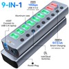 Powered USB 3.2 Hub, CENMATE 9 Ports USB Splitter (7×USB