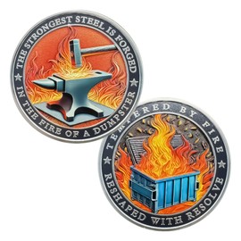 Ultra Dumpster Fire Challenge Coin - Funny Desk Accessories for Work - Emotional Support Pocket Token Gift - Funny Office Supplies - Inspirational Gifts for Men Women Friends