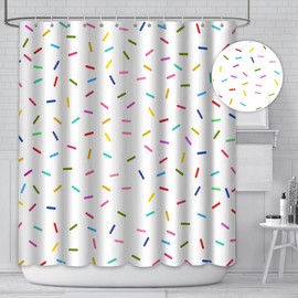 MEHOFOND Sprinkle Donut Shower Curtain Colorful Pink Sweet Cupcake Dessert Bath Curtain Donut Grow up Confetti Sprinkle Shower Curtain Set with 12 Hooks 72x72 inches