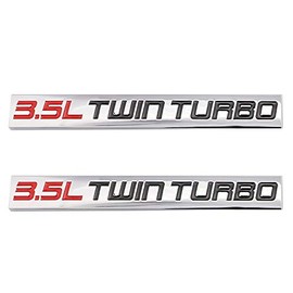 2PCS 3D 3.5L Twin Turbo Emblem Chrome Finish Metal Emblem Badge Fender Trunk Car Decal Sticker (Black-Red)