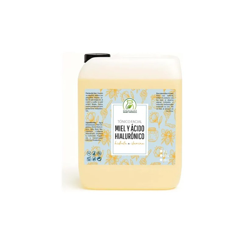Tónico Facial Miel Ácido Hialurónico Productos Mart 10L Piel Normal