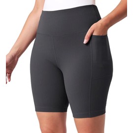 Mondetta Women's Active Moisture Wicking Ribbed Bike Short, Black, Medium