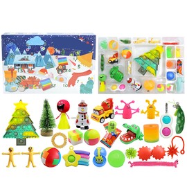 Christmas Advent Calendar Countdown Blind Box Toy Push Bubble Stress Relief Pendant Toy Surprise Gifts for Children