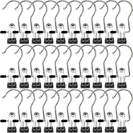 30 Pack Laundry Hooks Hanging Closet Hanger Organizer Clamps Socks Towel Heavy Duty Clothespins Bulk Hanger Clips for Closet Travel Pants Socks Handbags - Color: 16 PACK