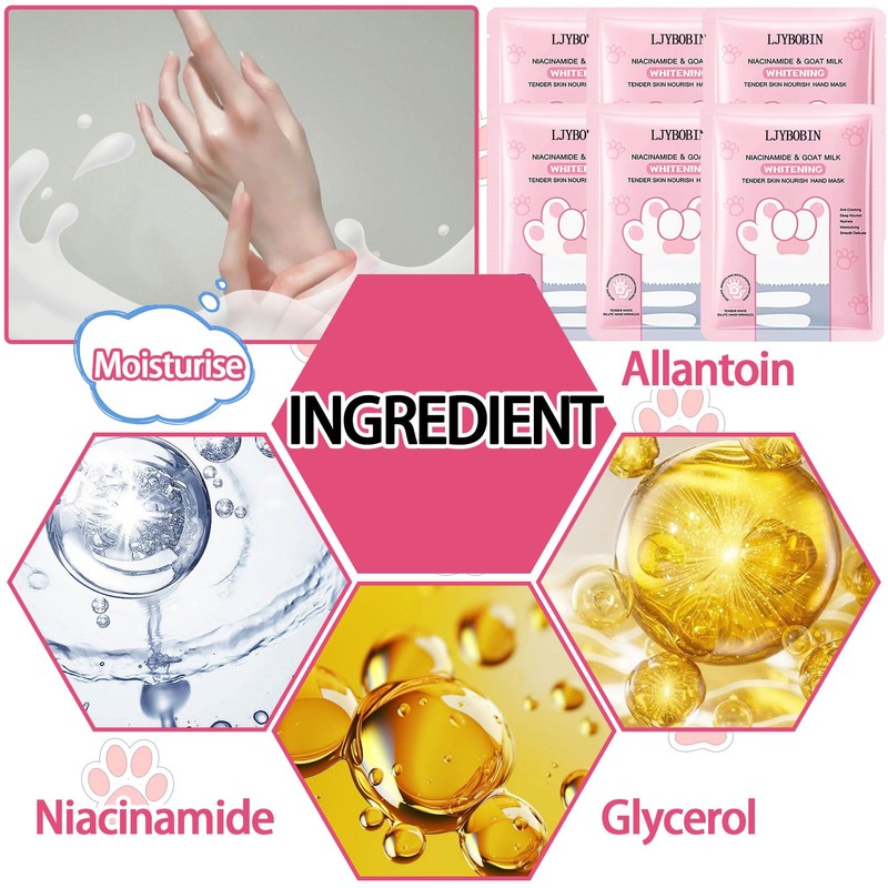 6PCS Hydrating Hand Mask Gifts Set,Intensive Cute Hand Masks for