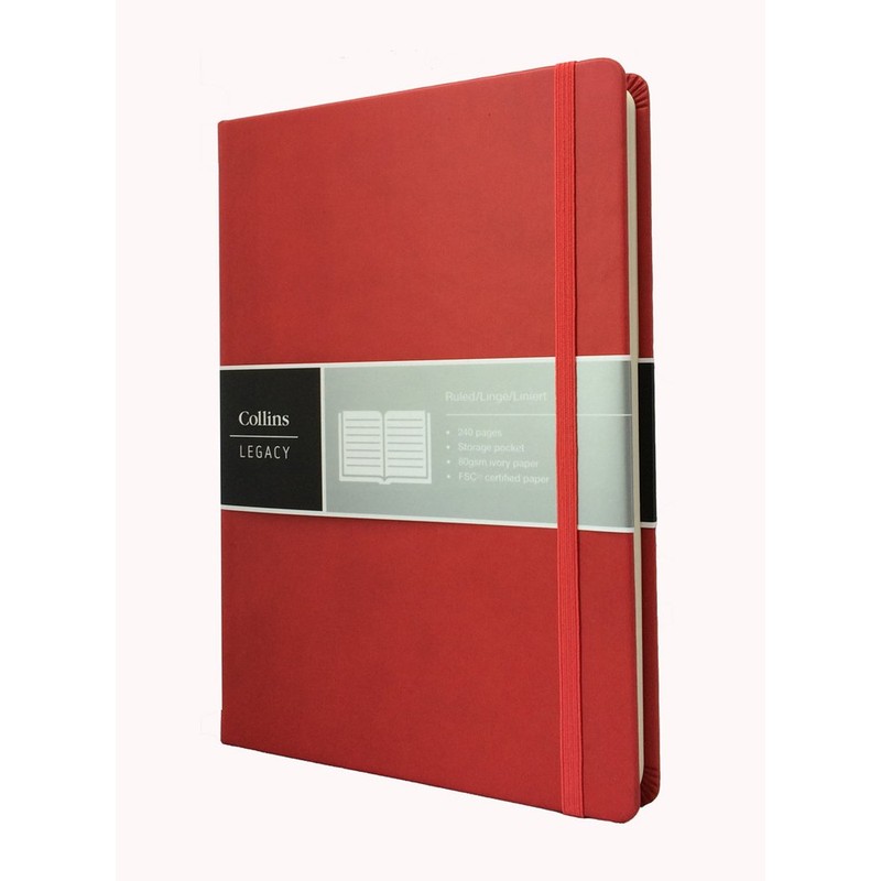 Collins Legacy A5 Hard Cover Notebook, 240 80gsm Ruled Pages