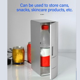 Mini Fridge, 2 Can Portable Refrigerator, 9 X 5 X 3.3inch USB Freezer, Thermoelectric Cooler and Warmer Little Tiny Fridge for Bedroom, Cosmetics, Computer, Car