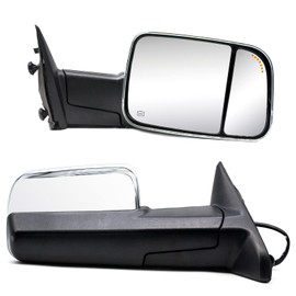 Adanz Towing Mirrors fit for 2009-2018 Dodge Ram 1500 2500 3500 Pickup Truck Power Heated Temperature Sensor Arrow Signal on Glass Puddle Lamp Foldaway Chrome Cap