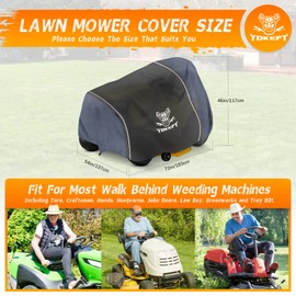 Tokept Lawn Mower Cover, Heavy Duty Waterproof Tractor Cover with Wind Triangle Straps Fits Decks up to 54", Universal Garden Tractor 72"L x 54"W x 46"H (Black&Grey)