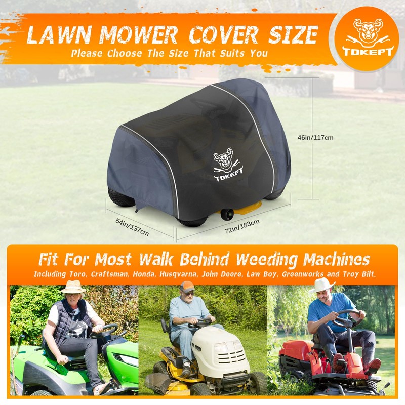 Tokept Lawn Mower Cover, Heavy Duty Waterproof Tractor Cover with
