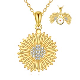 JBAERD Sunflower Faith Necklace Sterling Silver Faith Mustard Seed Pendant Mustard Seed Jewelry Gifts for Women