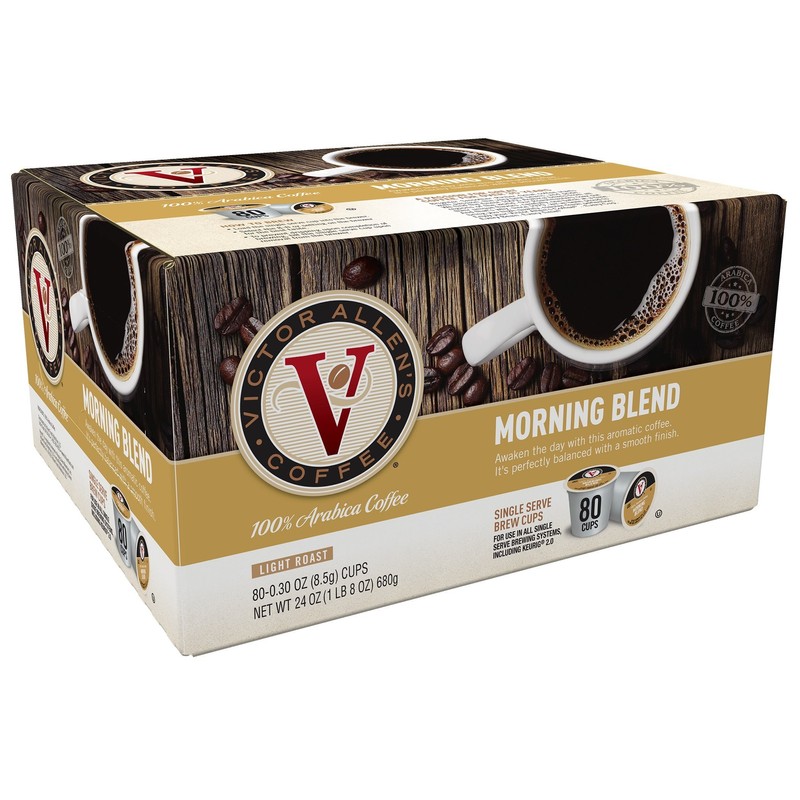 Victor Allen's Coffee Morning Blend, Light Roast, 80 Count, Single