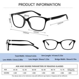 STASTEND 3 Pack Progressive Multifocus Reading Glasses Blue Light Blocking Multifocal Readers for Women Men with Spring Hinge (3 Black, 4.00, multiplier_x)