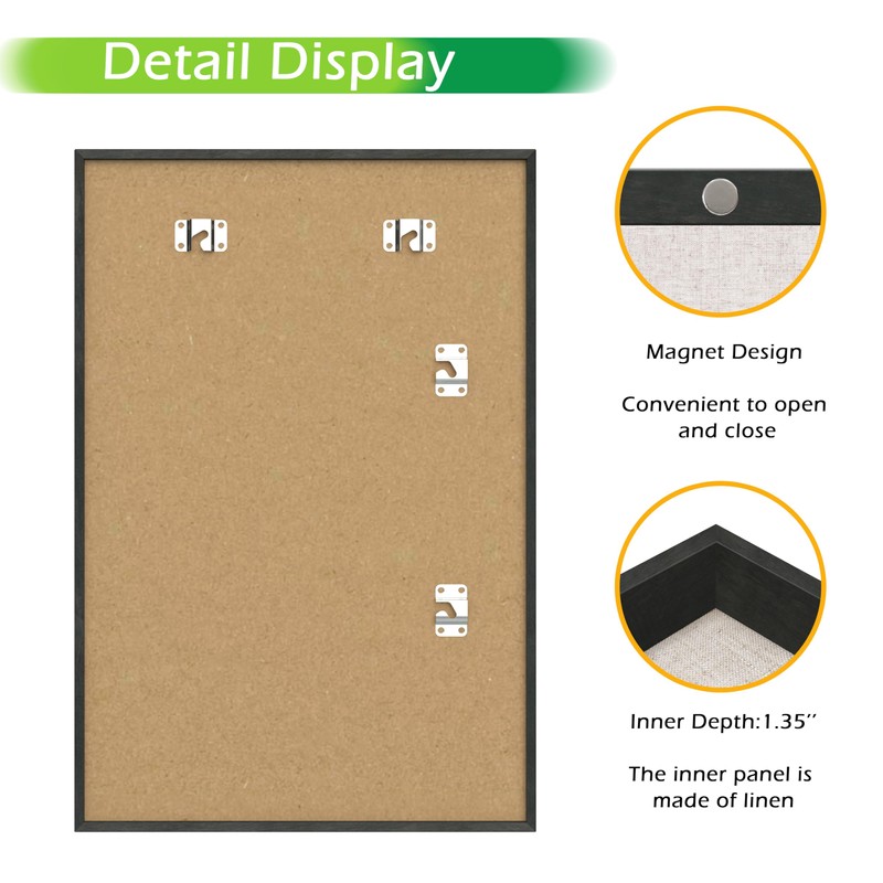 FrameWorks 12x18 Deep Shadow Box Frame, Wooden Display Case w.