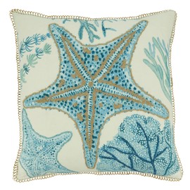 Saro Lifestyle Poly Filled Starfish Throw Pillow, Aqua, 20"