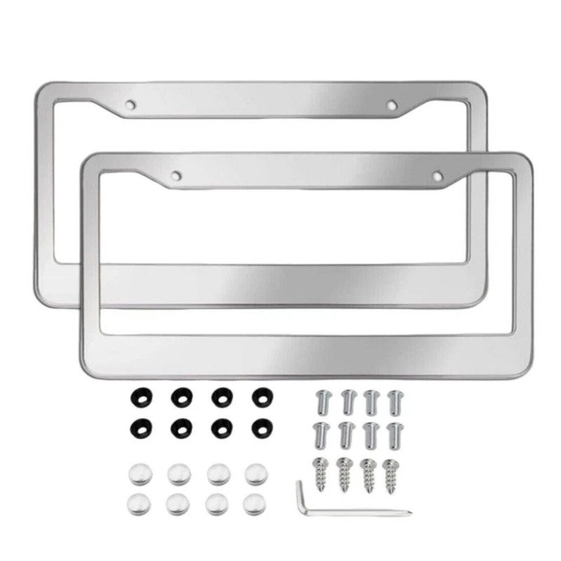 Chrome Stainless Steel Metal License Plate Frame Tag Cover With