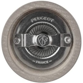 PEUGEOT - Bistro Salt Mill 10 cm - Classic Grinding Level Adjustment - Made of PEFC Certified Wood - Taupe Grey Varnished