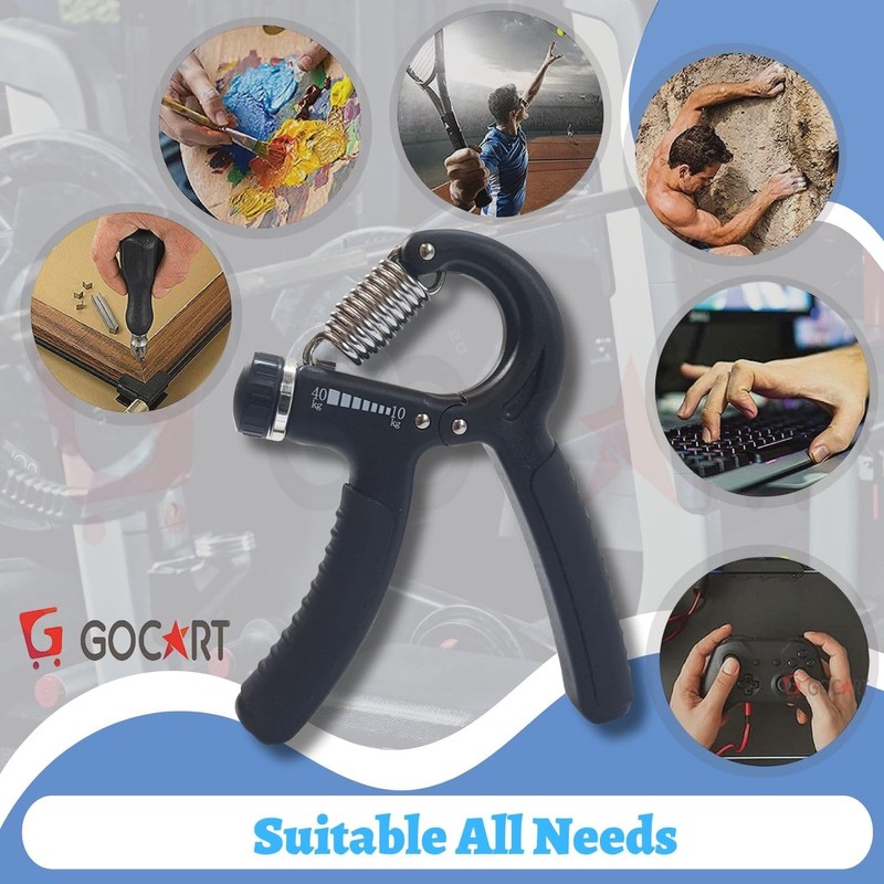 GOCART WITH G LOGO Hand Grips Strengthener, Adjustable Resistance 22-88