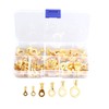 HALJIA 150PCS Assorted Brass Ring Cable Lugs Ring Eyes Copper