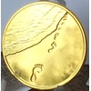 Foot Prints in The Sand Gold Tone Medallion Spiritual Chip