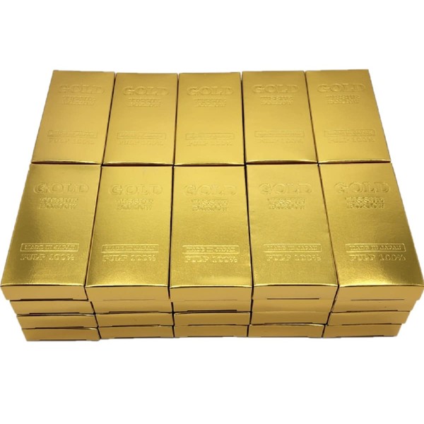 Gold Bar Mini Box Tissue 10 W Ingot, Bullion Replica, Good Luck & Money Luck, Made in Japan, Funny Goods, Set of 40 Boxes
