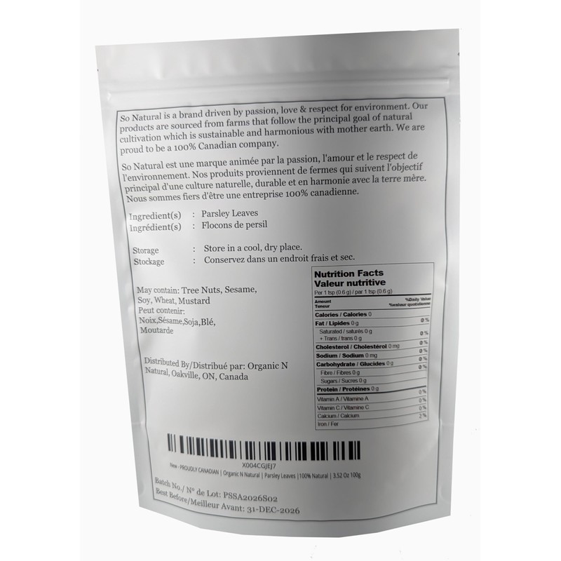 Proudly Canadian| Parsley Leaves | 100% Natural | 100g