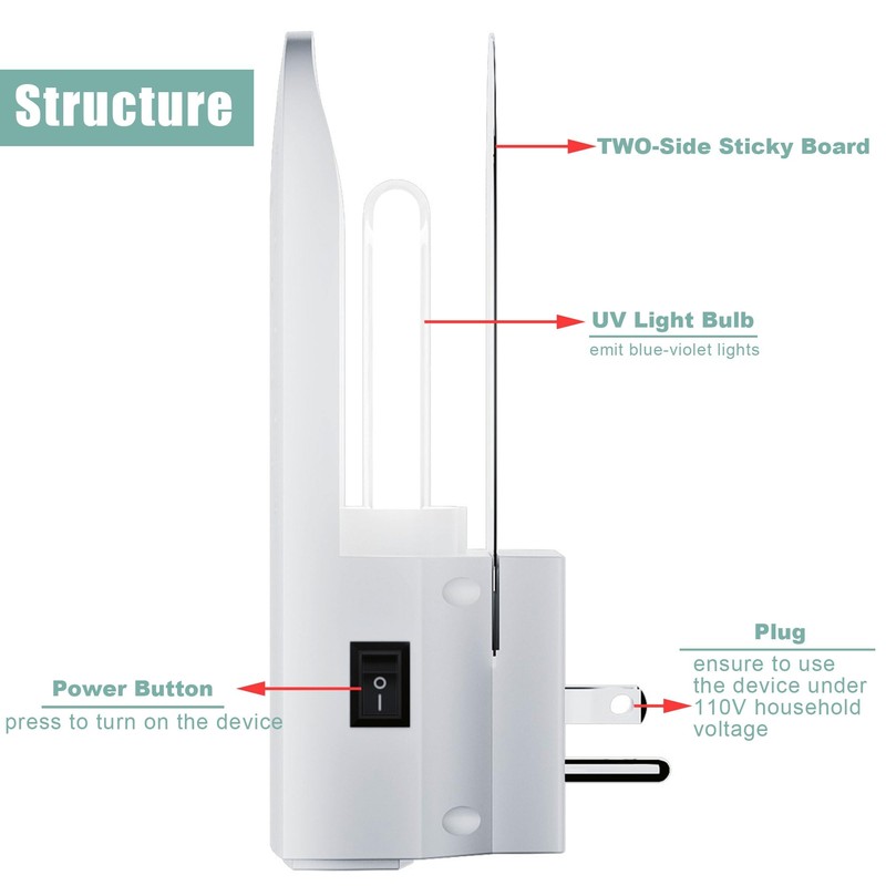 Lulu Home Indoor Flying Insect Trap, 2 Packs Plug-in Bug