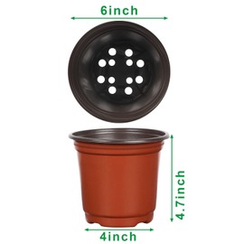 Augshy Augshy 40 Pcs 6" Plastic Plant Nursery Seed Starting Pots for Indoor Outdoor Succulent Seedling Cutting Transplanting